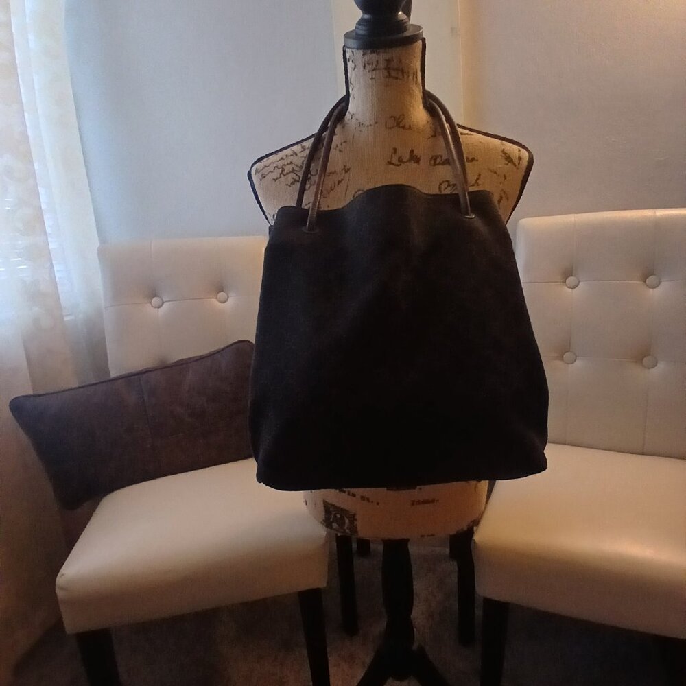 Vintage GUCCI signature brown canvas tote bag